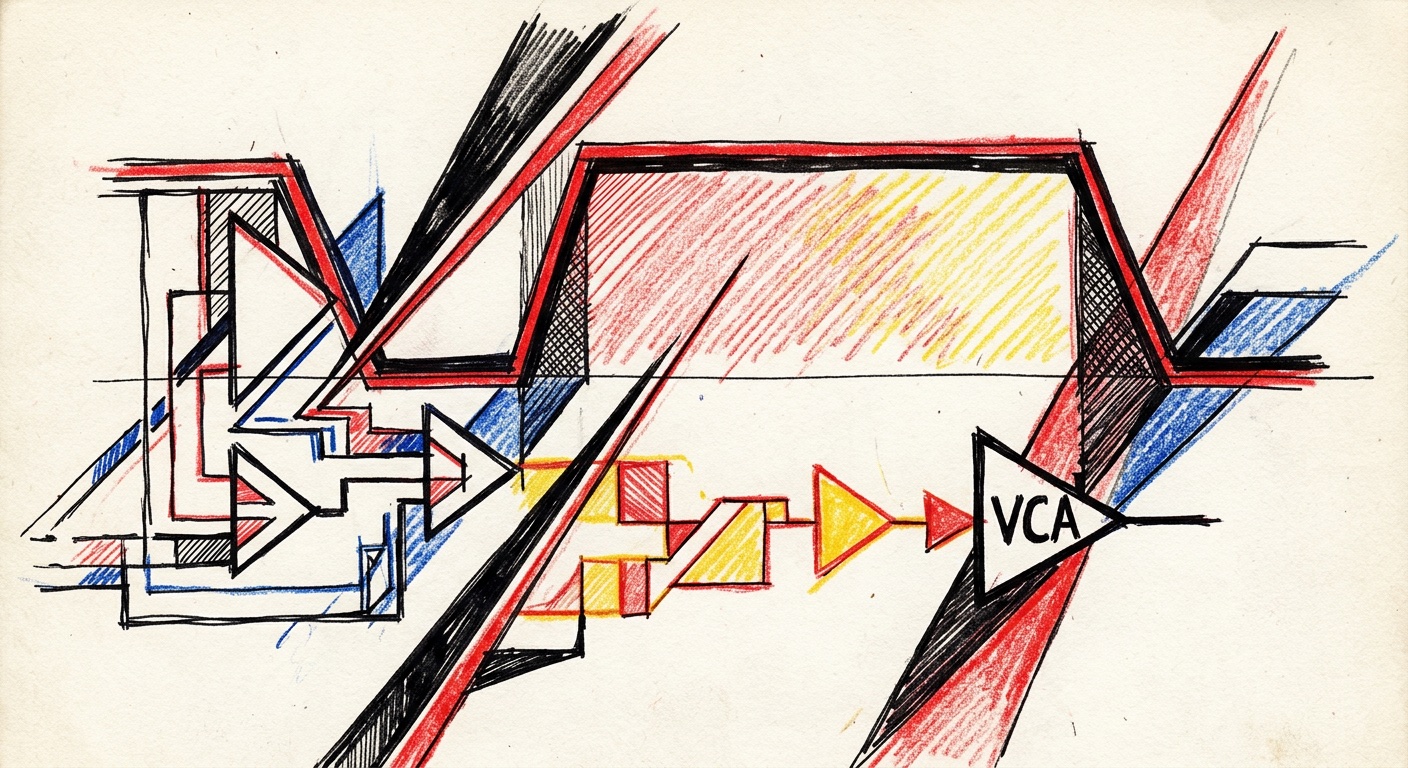 Gate CV signal — Constructivist linocut illustration