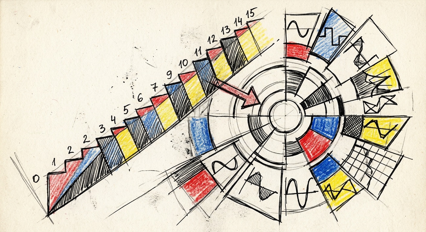 Model/Algorithm Select CV signal — Constructivist linocut illustration