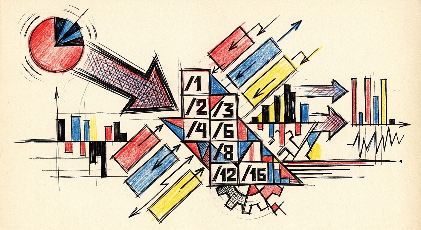 Clock Division CV signal — Constructivist linocut illustration